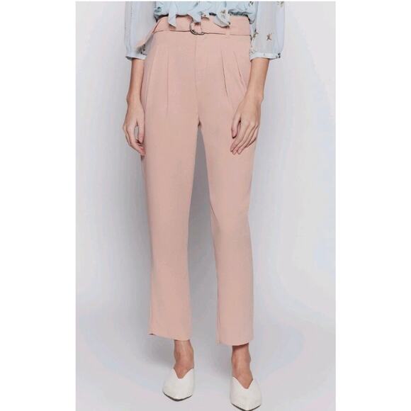Joie Women’s 8 Pink Ianna High Waist Pleated Ankle Dress Pants with Belt NEW - Picture 1 of 11